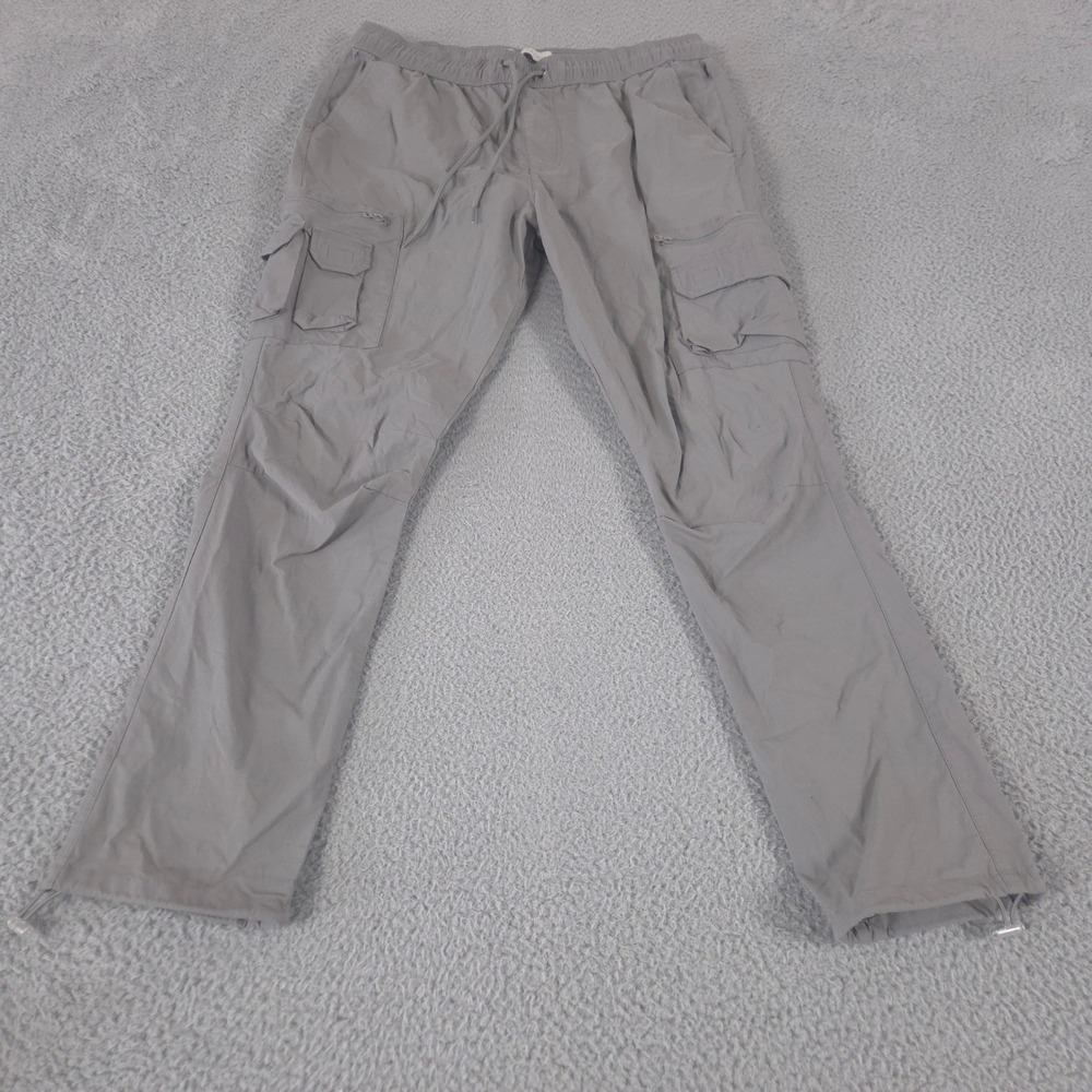 PacSun Pants Mens Large Grey Cargo Eco Stretch‎ Slim Tapered Bungee Hem Utility